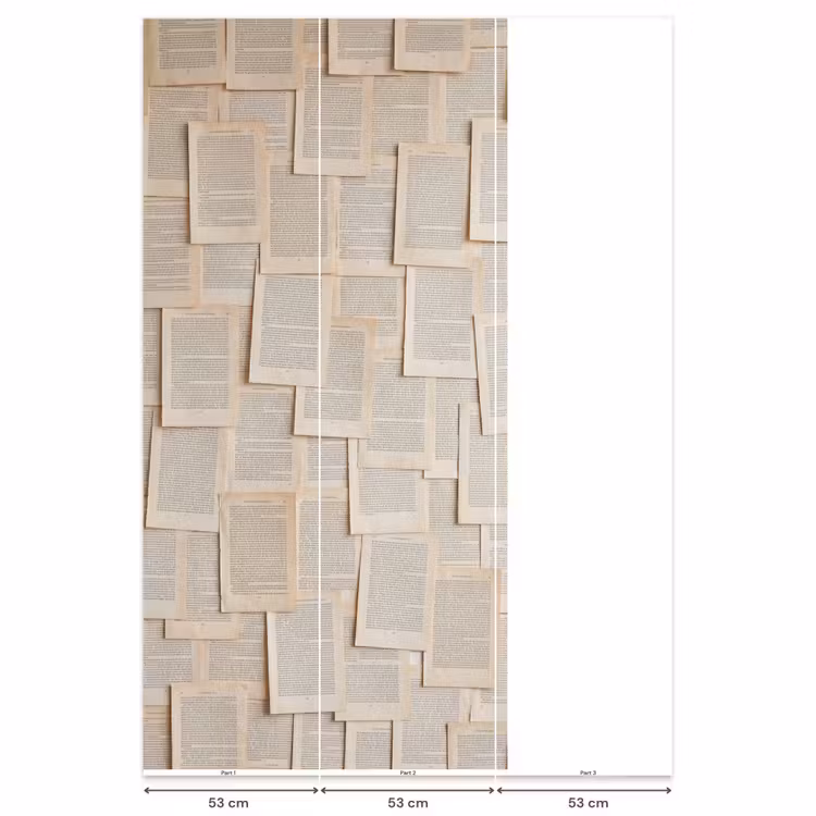 Boekpagina - Collage - Literatuur - Vintage - Beige Behang Vlies klein -USP_banen