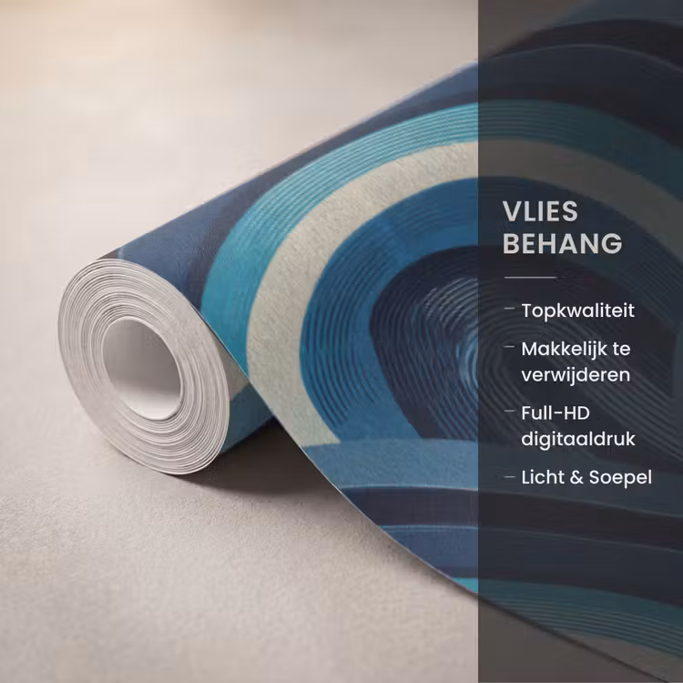 Bogen - Geometrisch - Patroon - Blauw - Retro Behang Vlies klein 1076 -USP_closeupNL
