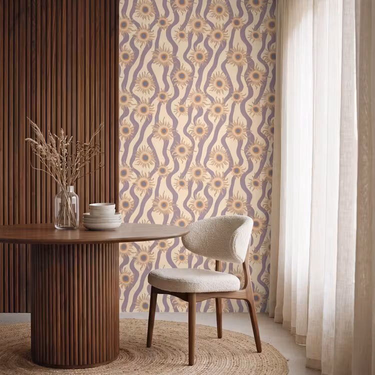 Bohemian - Vibe - Lavendelpaars Behang Vlies klein 1076 -sfeer1