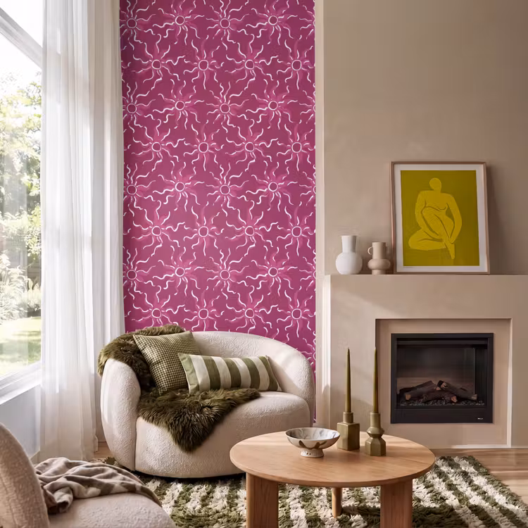 Bohemian - Zon - Magenta Behang Vlies klein 1076 -sfeer2