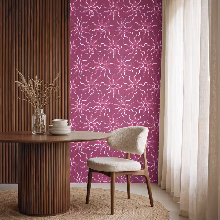 Bohemian - Zon - Magenta Behang Vlies klein 1076 -sfeer1