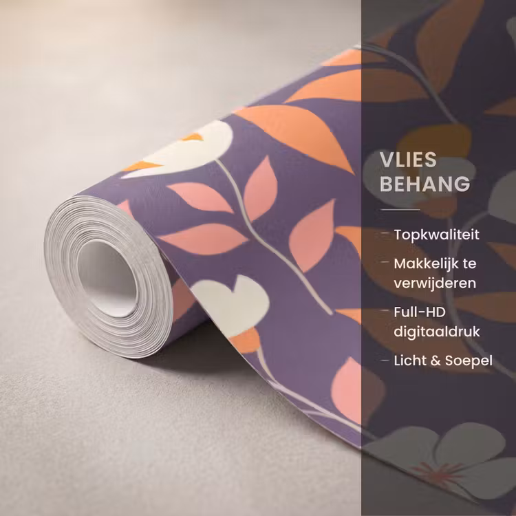 Boho - Vintage - Paars Behang Vlies klein 1076 -USP_closeupNL