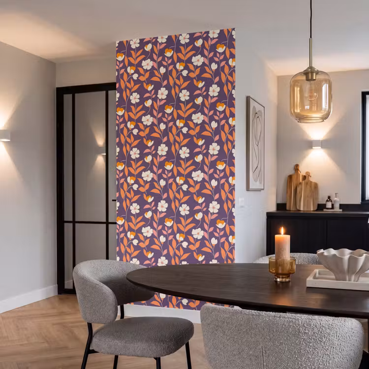 Boho - Vintage - Paars Behang Vlies klein 1076 -sfeer3