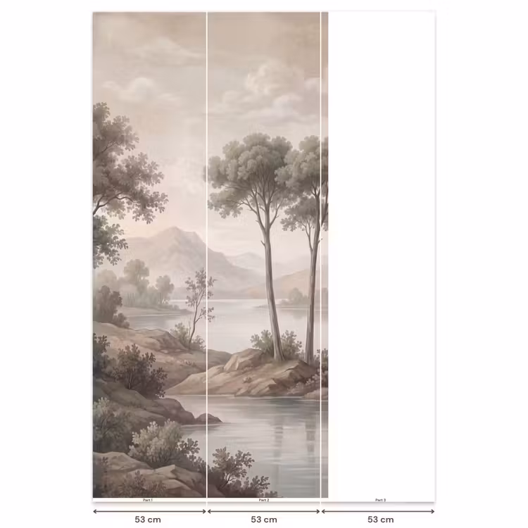 Bomen - Meer - Bergen - Illustratie Behang Vlies klein -USP_banen