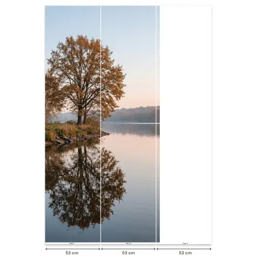 Bomen - Reflectie - Water - Zonsopgang - Serene Behang Vlies klein -USP_banen