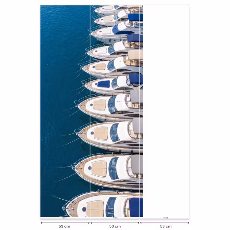 Boot - Jachthaven - Water - Zomer - Blauw Behang Vlies klein -USP_banen