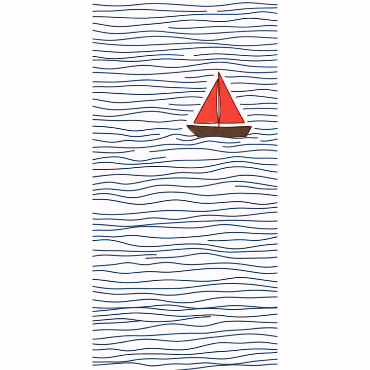 Boot - Water - Rood - Illustratie - Minimalistisch Behang Vlies klein -3d_website