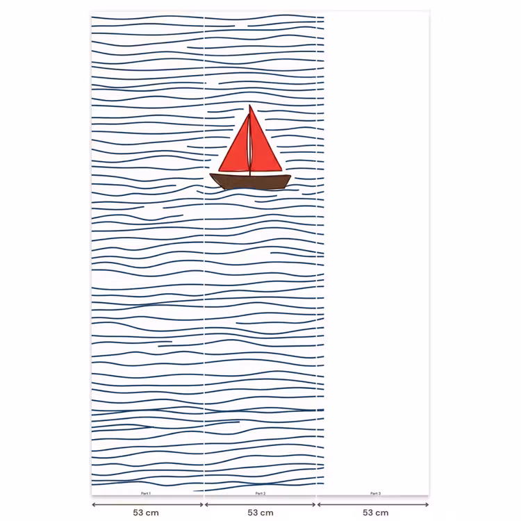 Boot - Water - Rood - Illustratie - Minimalistisch Behang Vlies klein -USP_banen