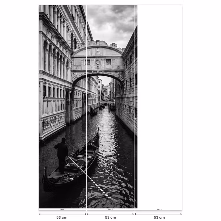 Boot - Waterweg - Stad - Zwart-wit - Architectuur Behang Vlies klein -USP_banen