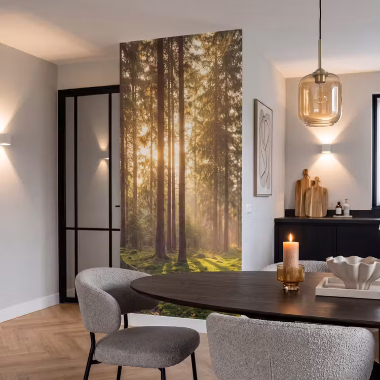 Bos - Gras - Zonlicht Behang Vlies klein -sfeer3