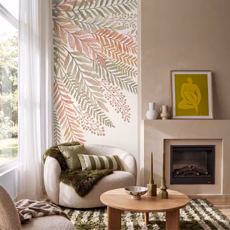 Botanisch - Aquarel - Kleurrijk Behang Vlies klein -sfeer2