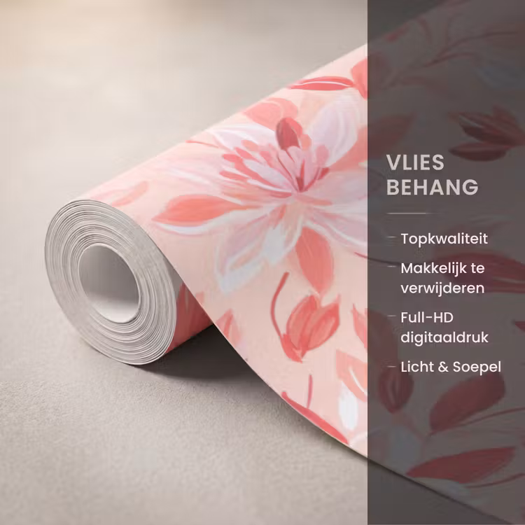 Botanisch - Bloemen - Rood Behang Vlies klein 1076 -USP_closeupNL