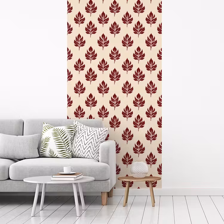 Botanisch - Patroon - Bordeaux fotobehang vinyl groot 64 -woonkamer