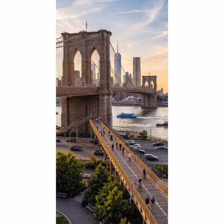 Brug - Rivier - Stad - Zonsondergang - Architectuur Behang Vlies klein -3d_website
