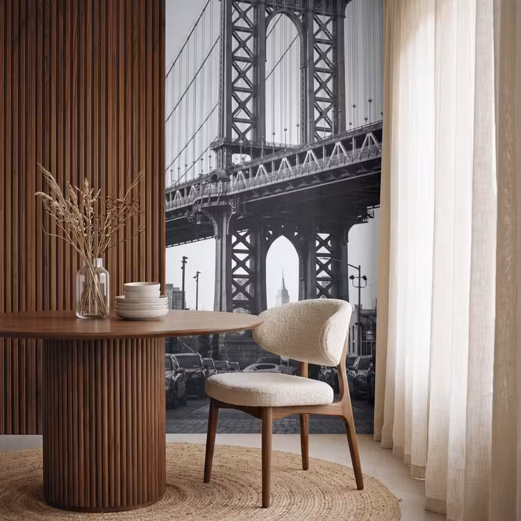 Brug - Stad - Architectuur - Modern - Zwart-wit Behang Vlies klein -sfeer1