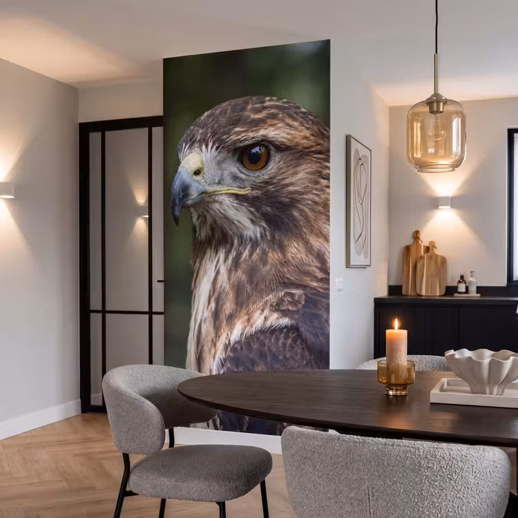Buizerd - Roofvogel - Natuur - Bruin Behang Vlies klein -sfeer3