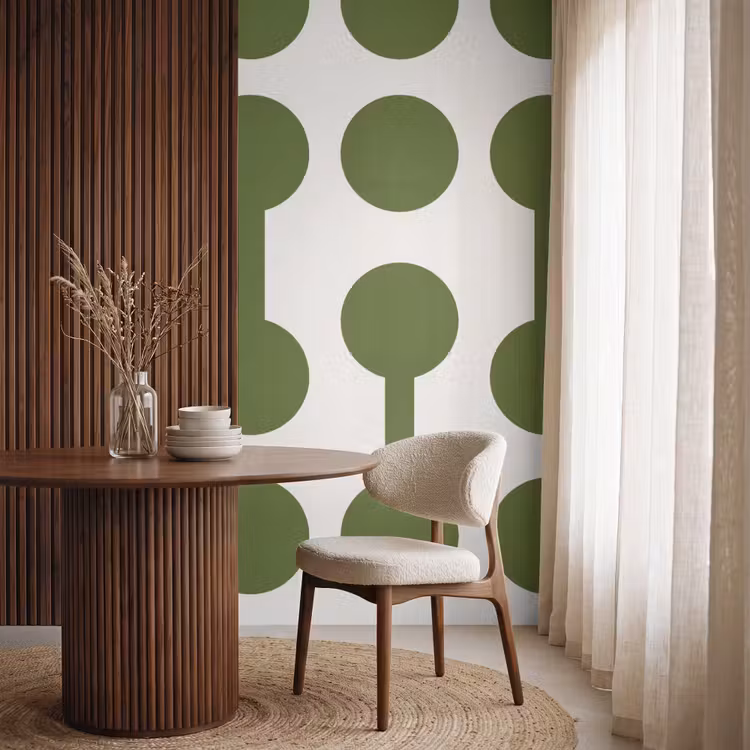 Cirkels - Geometrisch - Abstract - Modern - Groen Behang Vlies klein -sfeer1