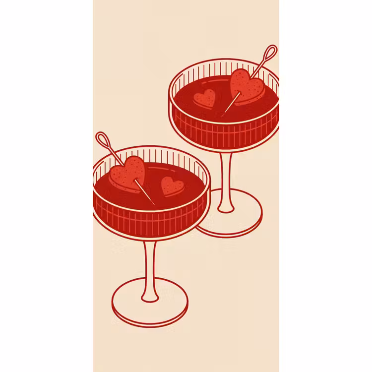 Cocktail - Hartjes - Liefde - Illustratie - Rood Behang Vlies klein -3d_website