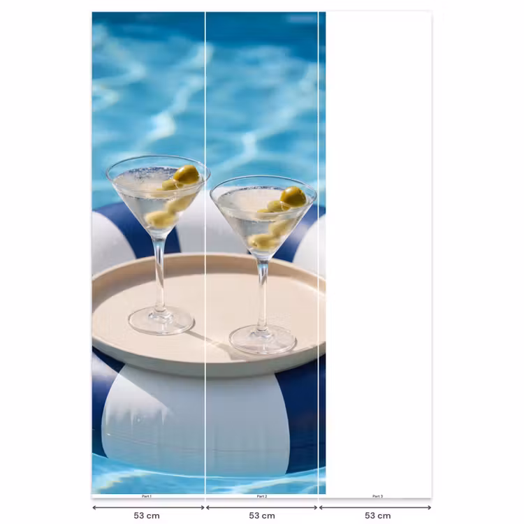 Cocktail - Zwembad - Zomer - Blauw Behang Vlies klein -USP_banen