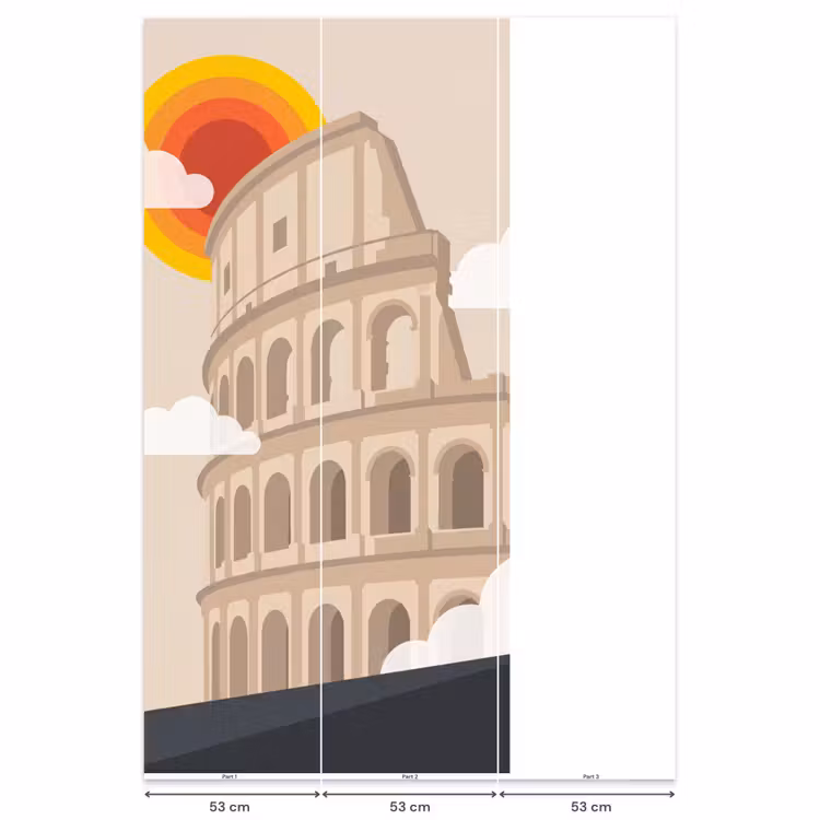 Colosseum - Zonsopgang - Rome - Architectuur - Beige Behang Vlies klein -USP_banen