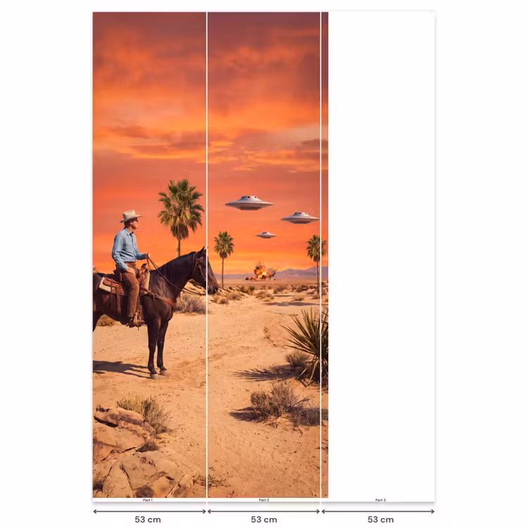 Behang - Cowboy - Paard - Woestijn - Cowboy - Paard - Woestijn Behang Vlies klein