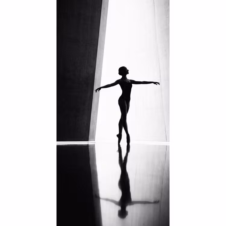 Danser - Silhouette - Kunst - Modern - Zwart-wit Behang Vlies klein -3d_website