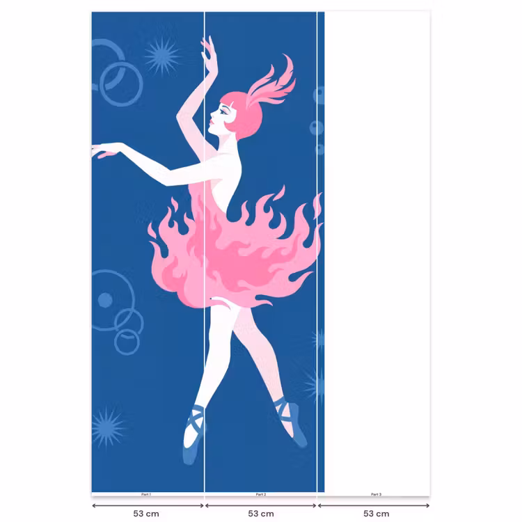 Danseres - Vlammenrok - Abstract - Roze - Blauw Behang Vlies klein -USP_banen