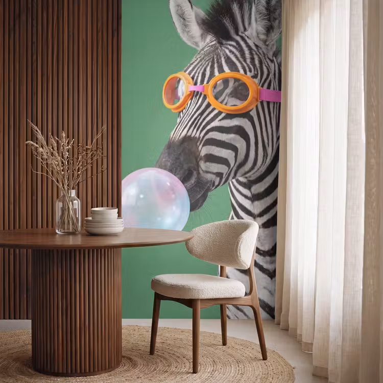 Dier - Bril - Bel - Modern - Groen Behang Vlies klein -sfeer1