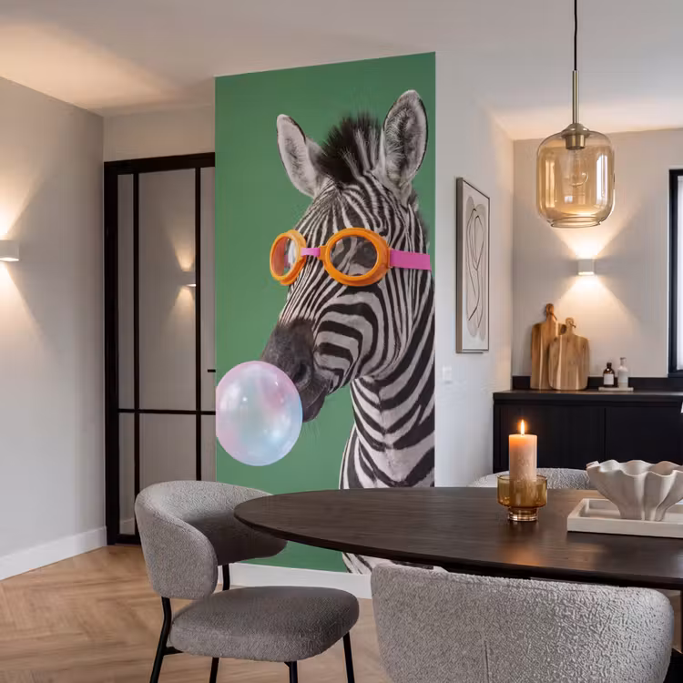Dier - Bril - Bel - Modern - Groen Behang Vlies klein -sfeer3