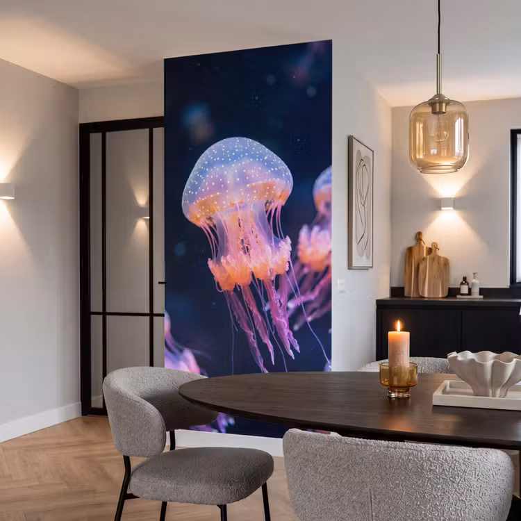 Dier - Onderwater - Natuur - Roze - Mysterieus Behang Vlies klein -sfeer3