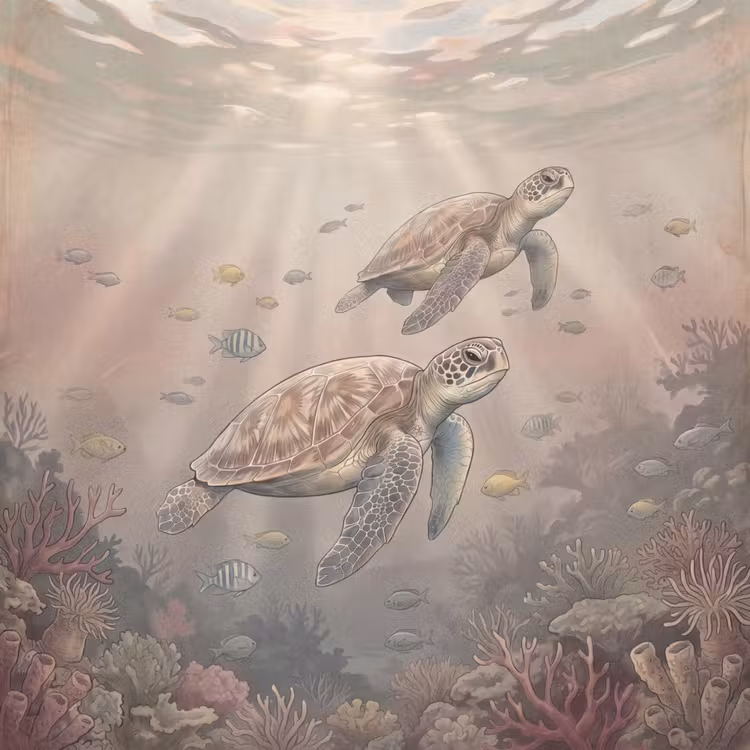 Dier - Onderwater - Oceaan - Illustratie - Zeeleven Behang Vlies klein -3d_website