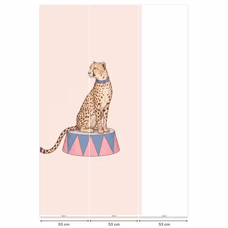 Dieren - Circus - Illustratie - Vintage - Roze Behang Vlies klein -USP_banen