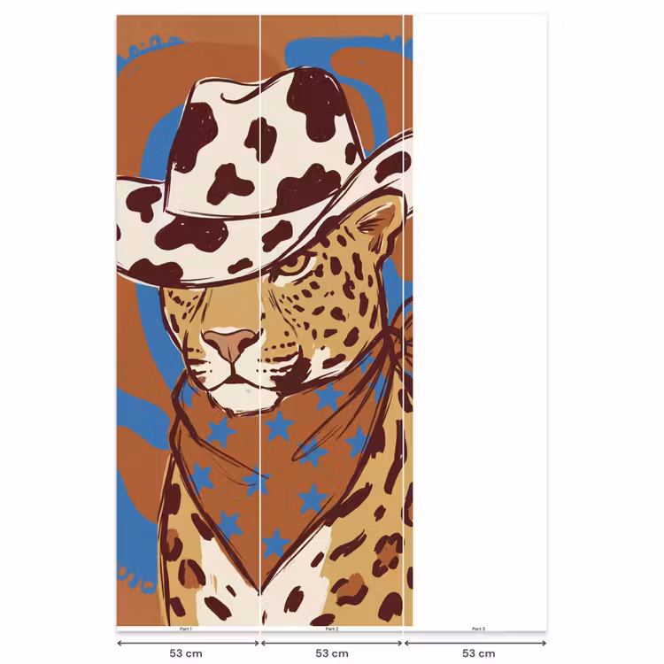 Dieren - Cowboyhoed - Modern - Illustratie - Bruin Behang Vlies klein -USP_banen