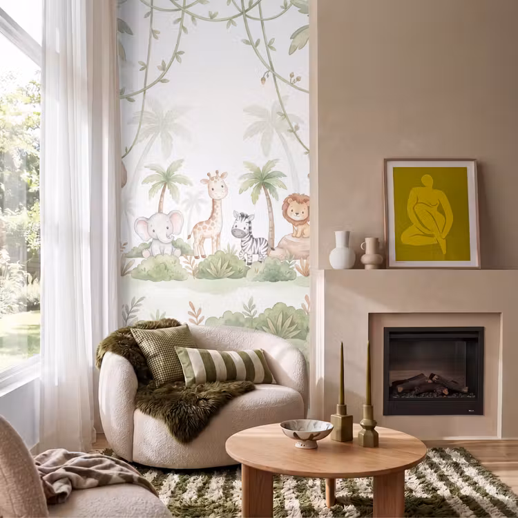 Dieren - Jungle - Pastel Behang Vlies klein -sfeer2