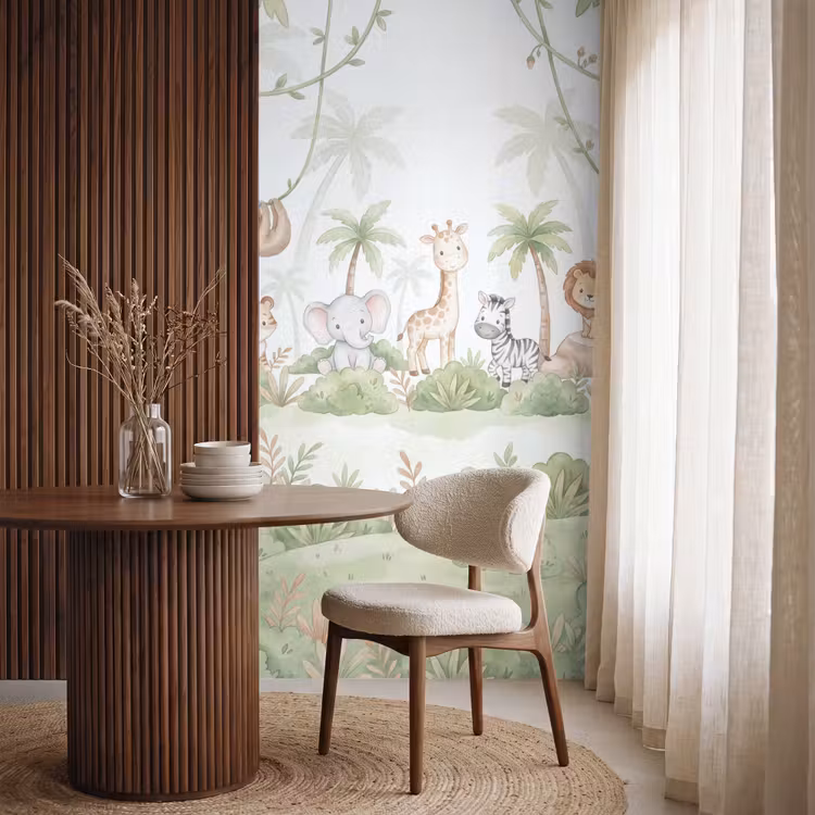 Dieren - Jungle - Pastel Behang Vlies klein -sfeer1