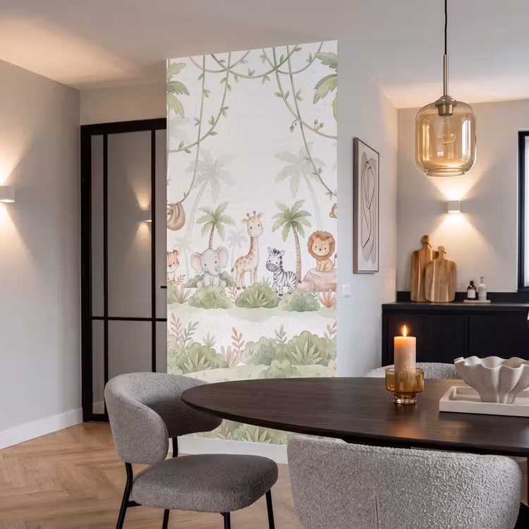 Dieren - Jungle - Pastel Behang Vlies klein -sfeer3