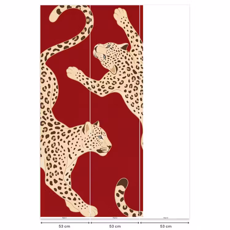 Dieren - Luipaard - Abstract - Rood - Modern Behang Vlies klein -USP_banen