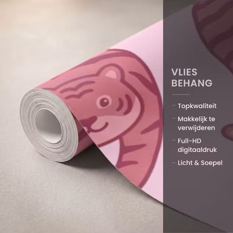 Dieren - Patroon - Roze - Speels - Cartoon Behang Vlies klein -USP_closeupNL