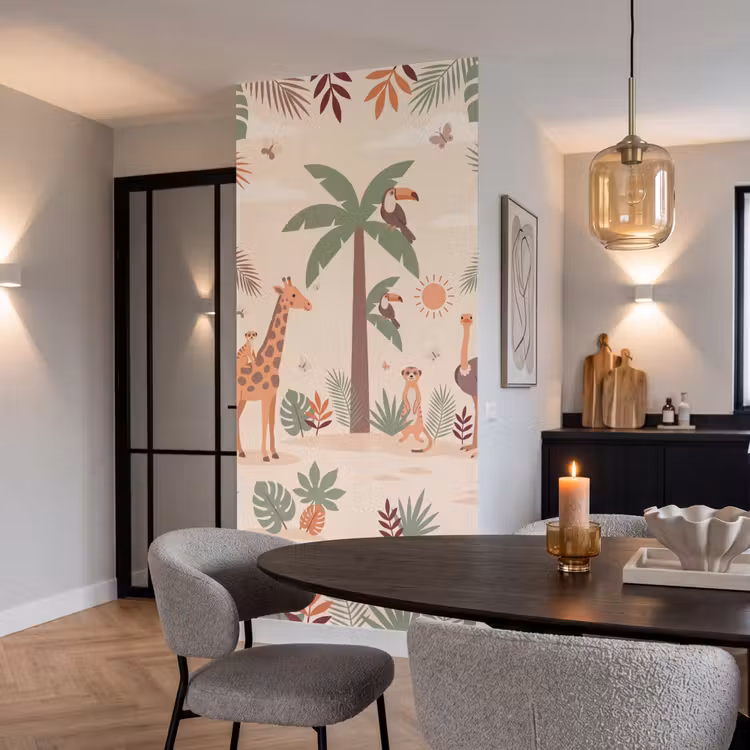 Dieren - Tropisch - Safari - Kleurrijk Behang Vlies klein -sfeer3