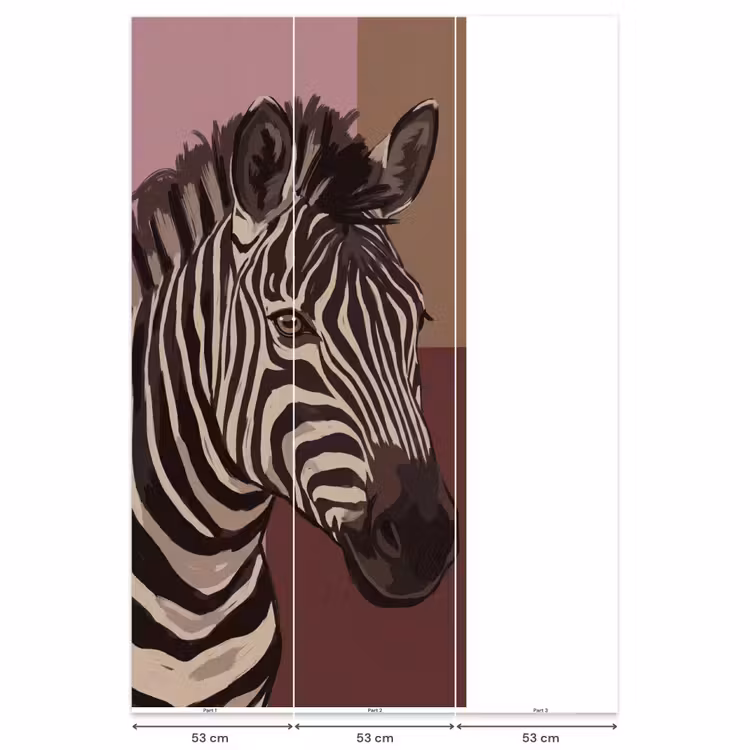 Dieren - Zebrahoofd - Wildlife - Modern - Bruin Behang Vlies klein -USP_banen