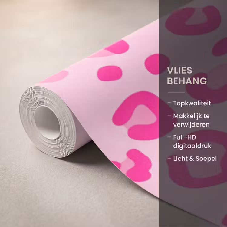Dierenprint - Patroon - Abstract - Modern - Roze Behang Vlies klein -USP_closeupNL