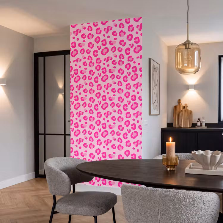 Dierenprint - Patroon - Abstract - Modern - Roze Behang Vlies klein -sfeer3