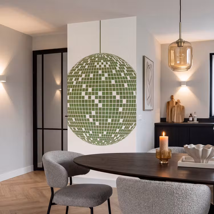 Disco - Bal - Groen - Abstract - Modern Behang Vlies klein -sfeer3