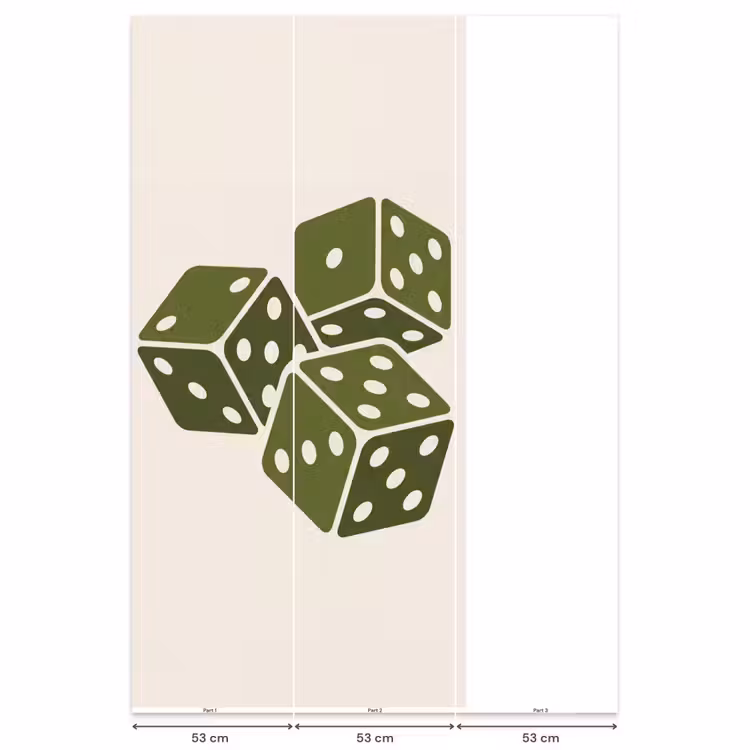 Dobbelsteen - Spel - Groen - Abstract Behang Vlies klein -USP_banen