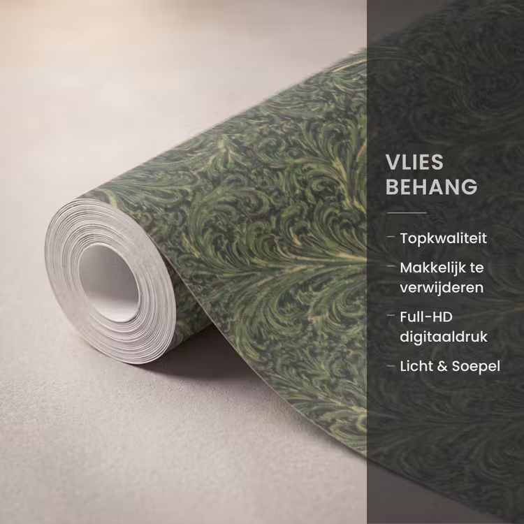 Donker - Groen - Krullend - Botanisch Behang Vlies klein 1076 -USP_closeupNL