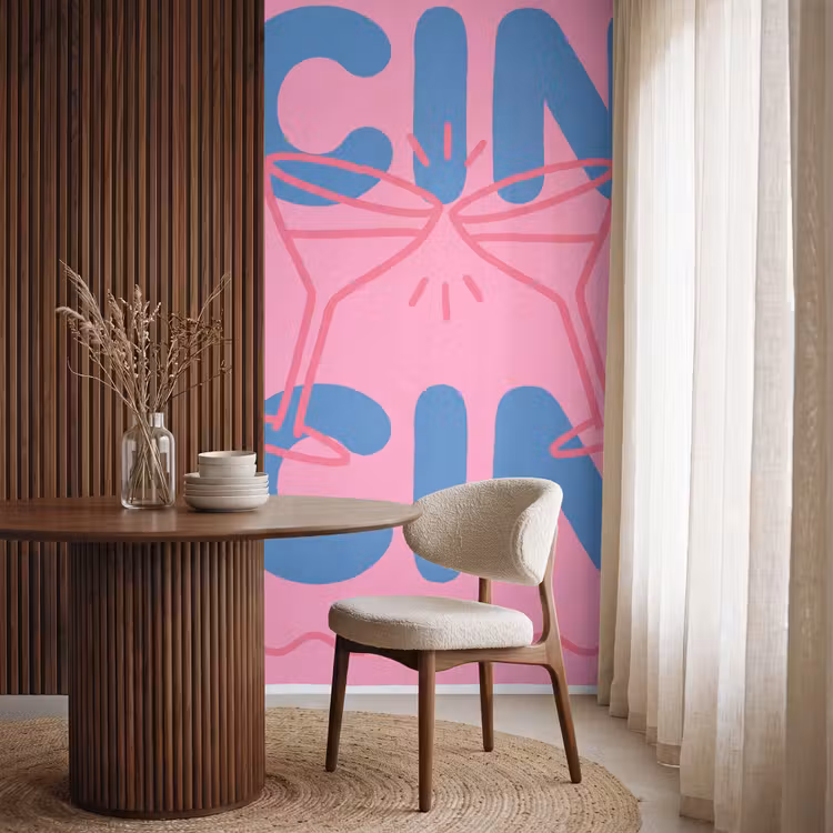 Drank - Glazen - Proost - Modern - Roze Behang Vlies klein -sfeer1