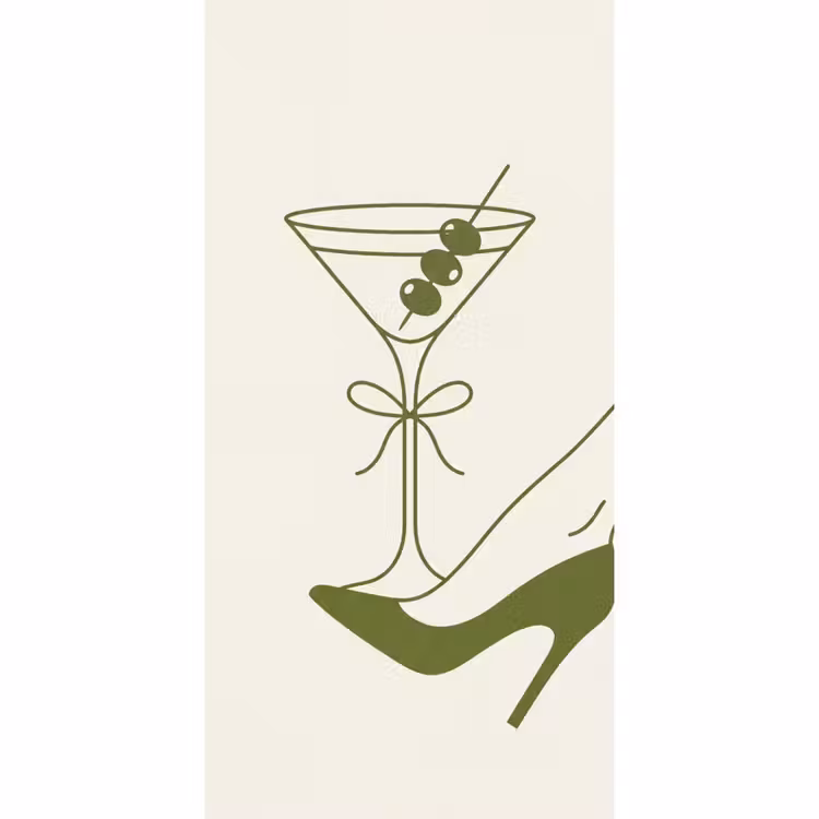 Drank - Martini - Hoge hak - Mode - Groen Behang Vlies klein -3d_website