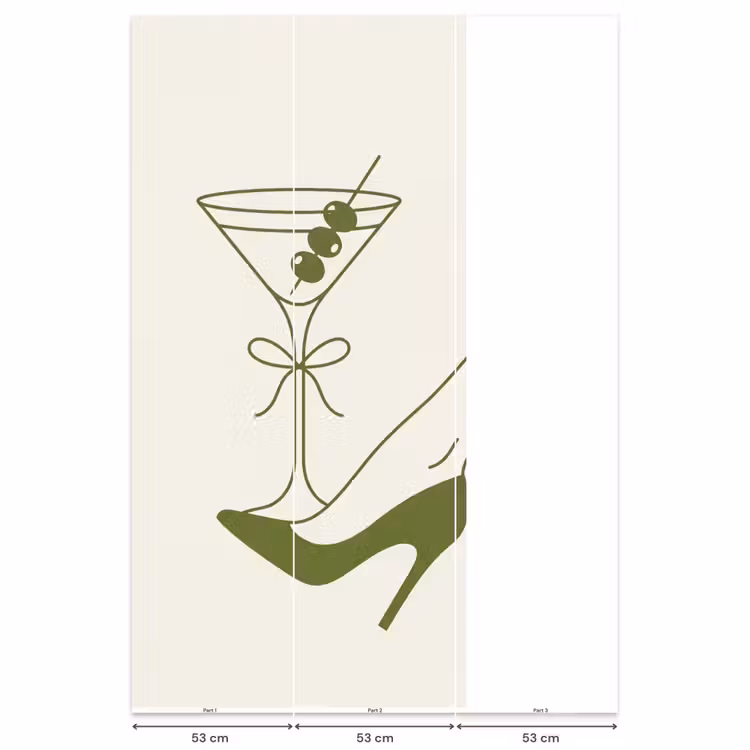 Drank - Martini - Hoge hak - Mode - Groen Behang Vlies klein -USP_banen