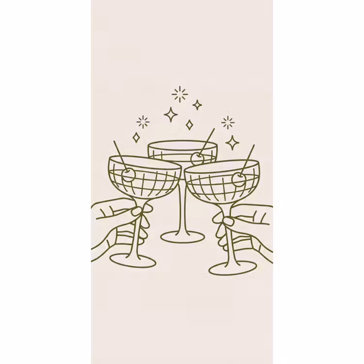 Drankjes - Feest - Proosten - Minimalistisch - Groen Behang Vlies klein -3d_website