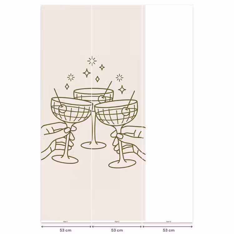 Drankjes - Feest - Proosten - Minimalistisch - Groen Behang Vlies klein -USP_banen
